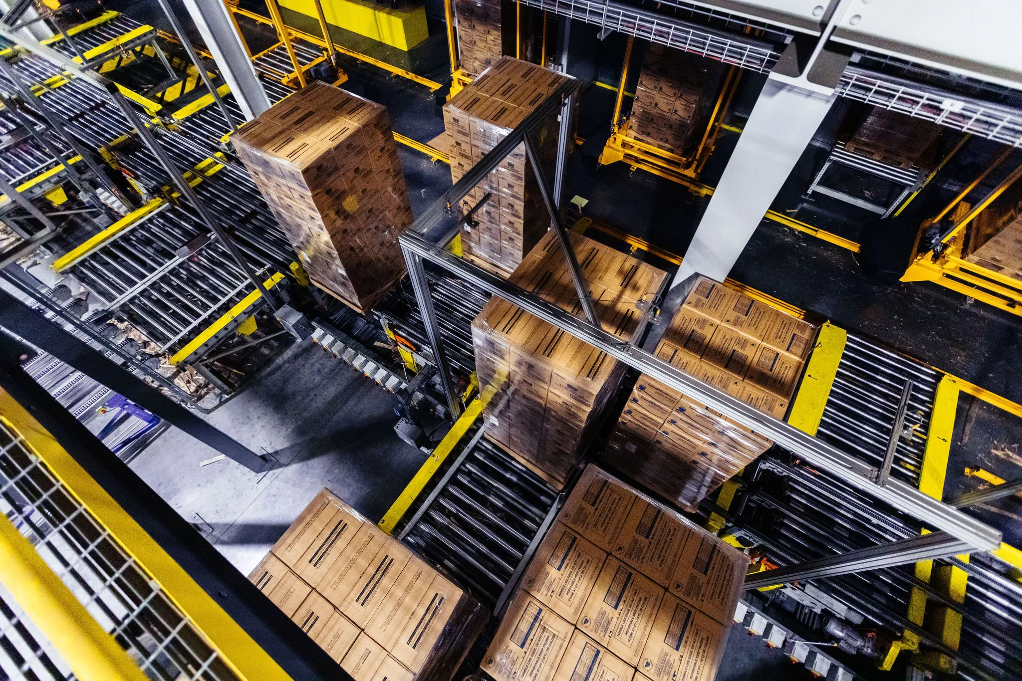 Automated package line at a Lineage warehouse facility.