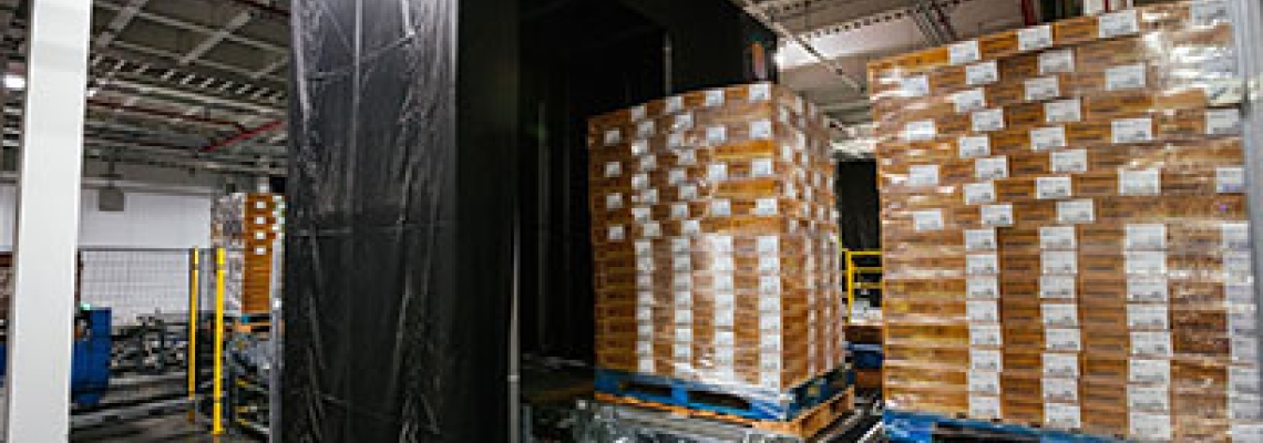 pallet of products moving through the Lineage Eye technology